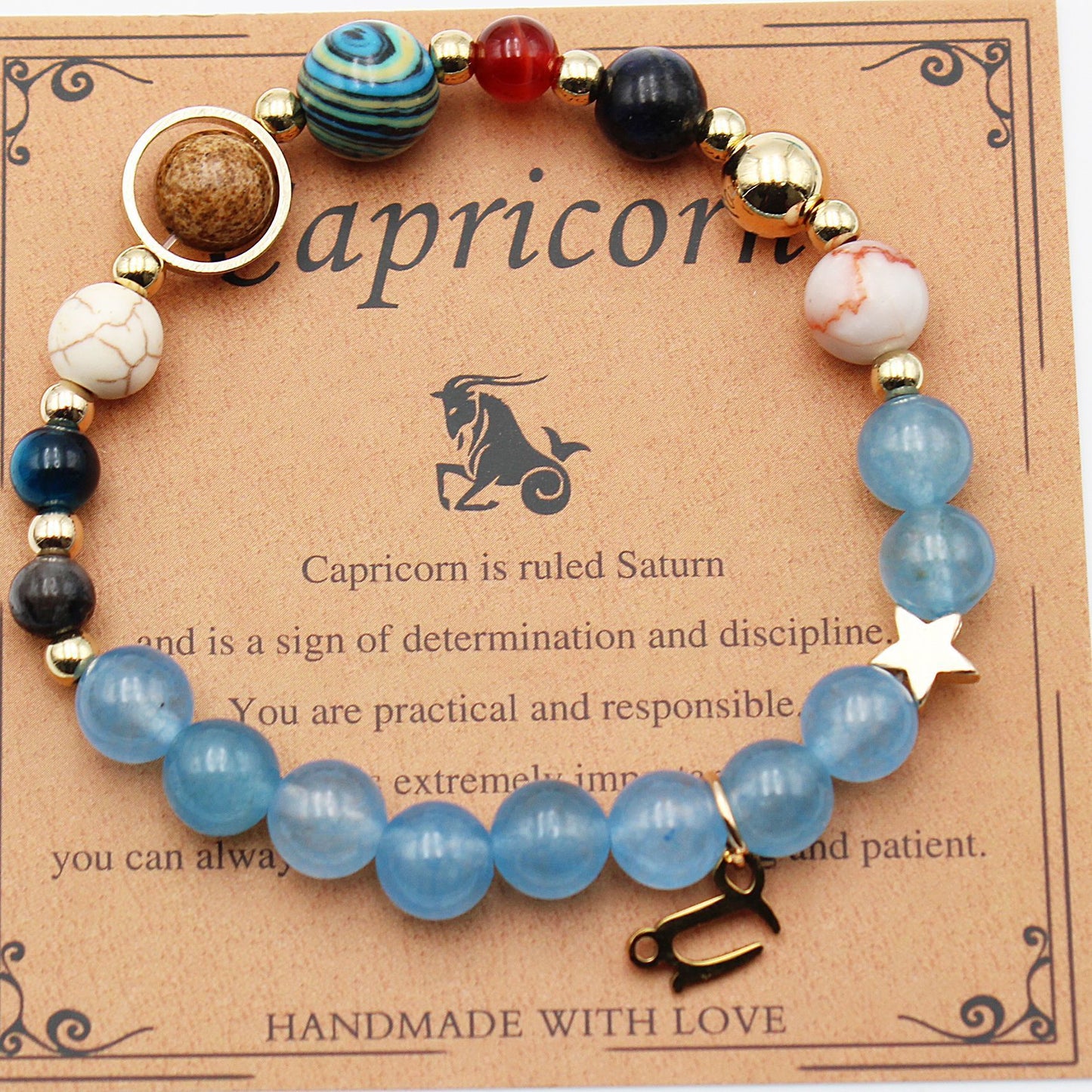 Twelve Constellations Bracelets Natural Stone Beaded Eight Planets