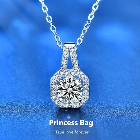 Moissanite S925 Sterling Silver Necklace For Women All-match Niche High Sense