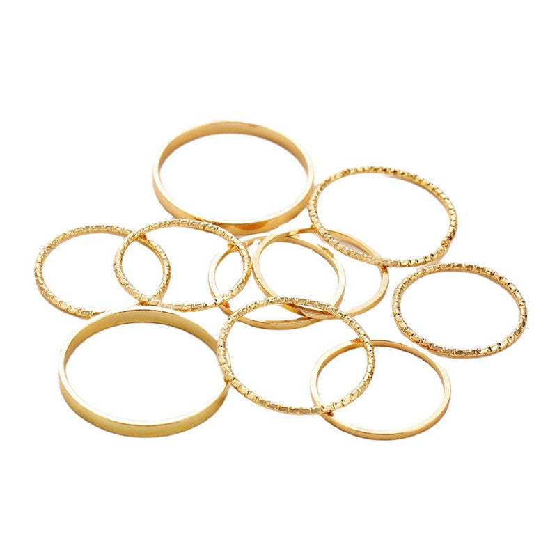 Bohemian Acrylic Silver Ring 10-piece Knuckle Ring Set