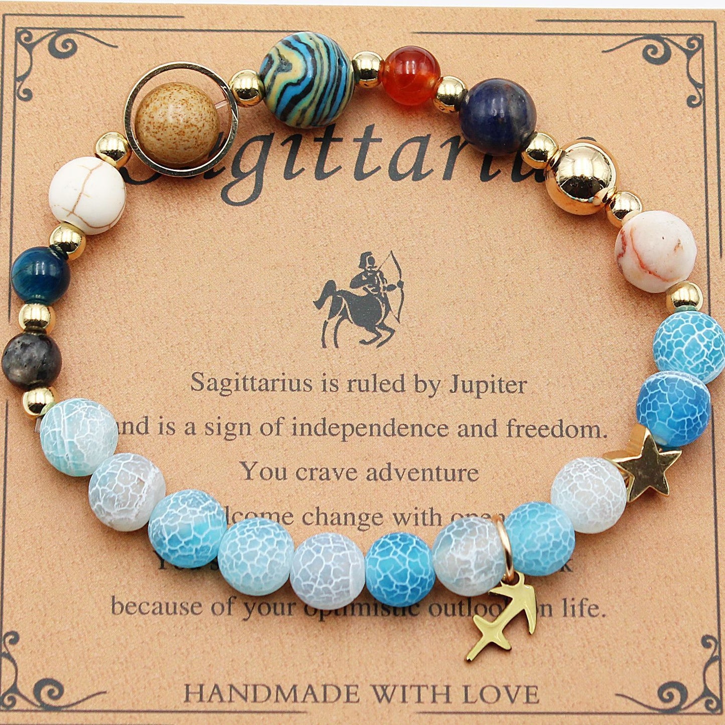 Twelve Constellations Bracelets Natural Stone Beaded Eight Planets