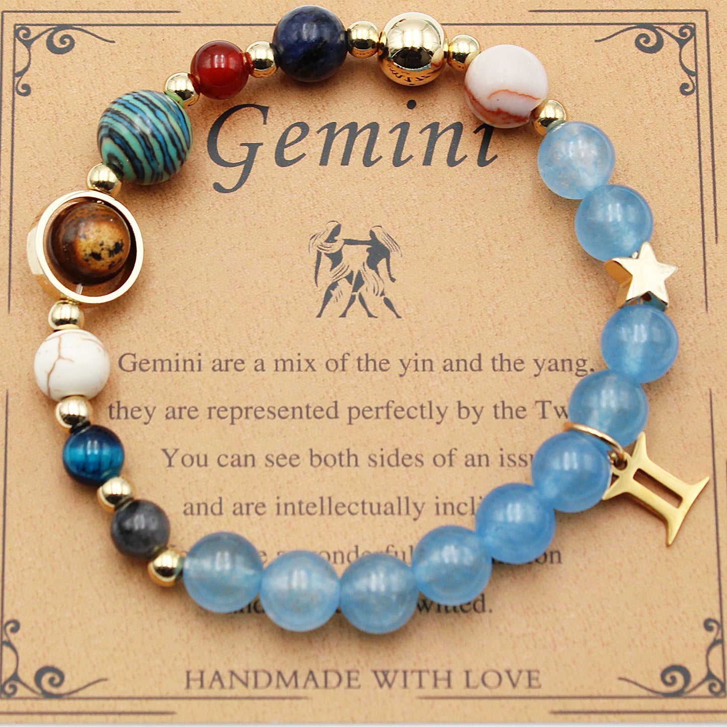 Twelve Constellations Bracelets Natural Stone Beaded Eight Planets