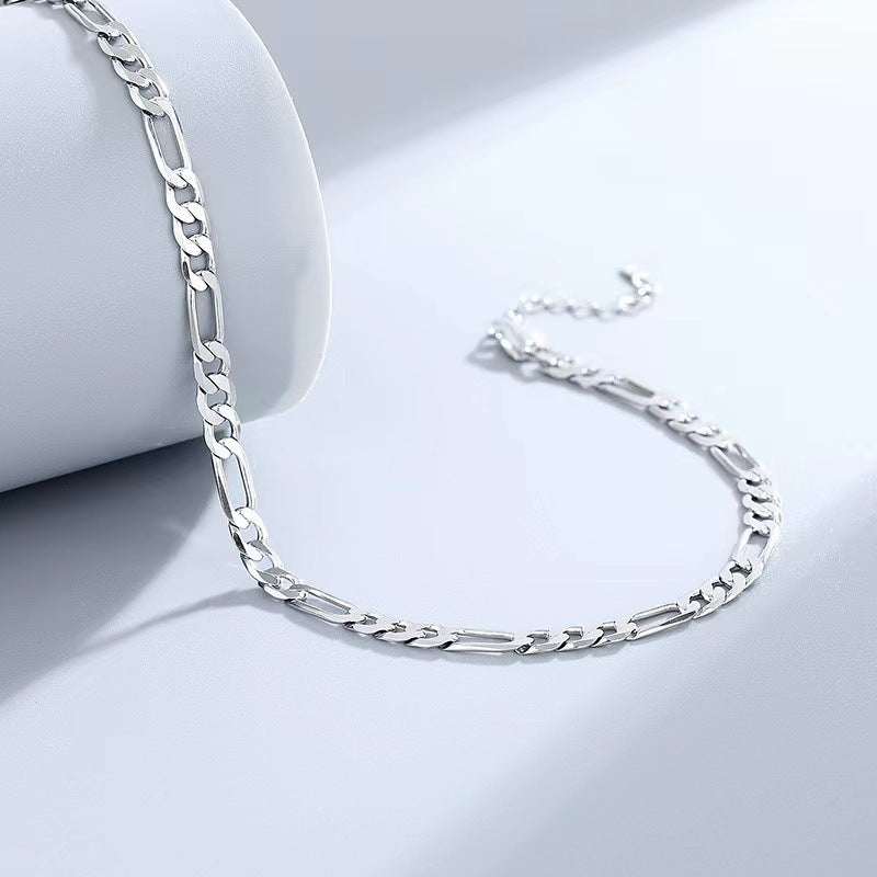 S925 Sterling Silver Anklet Figaro Bracelet Hip Hop Child And Mother