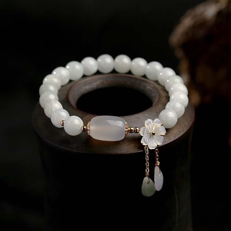 Shell flower jade water drop bracelet