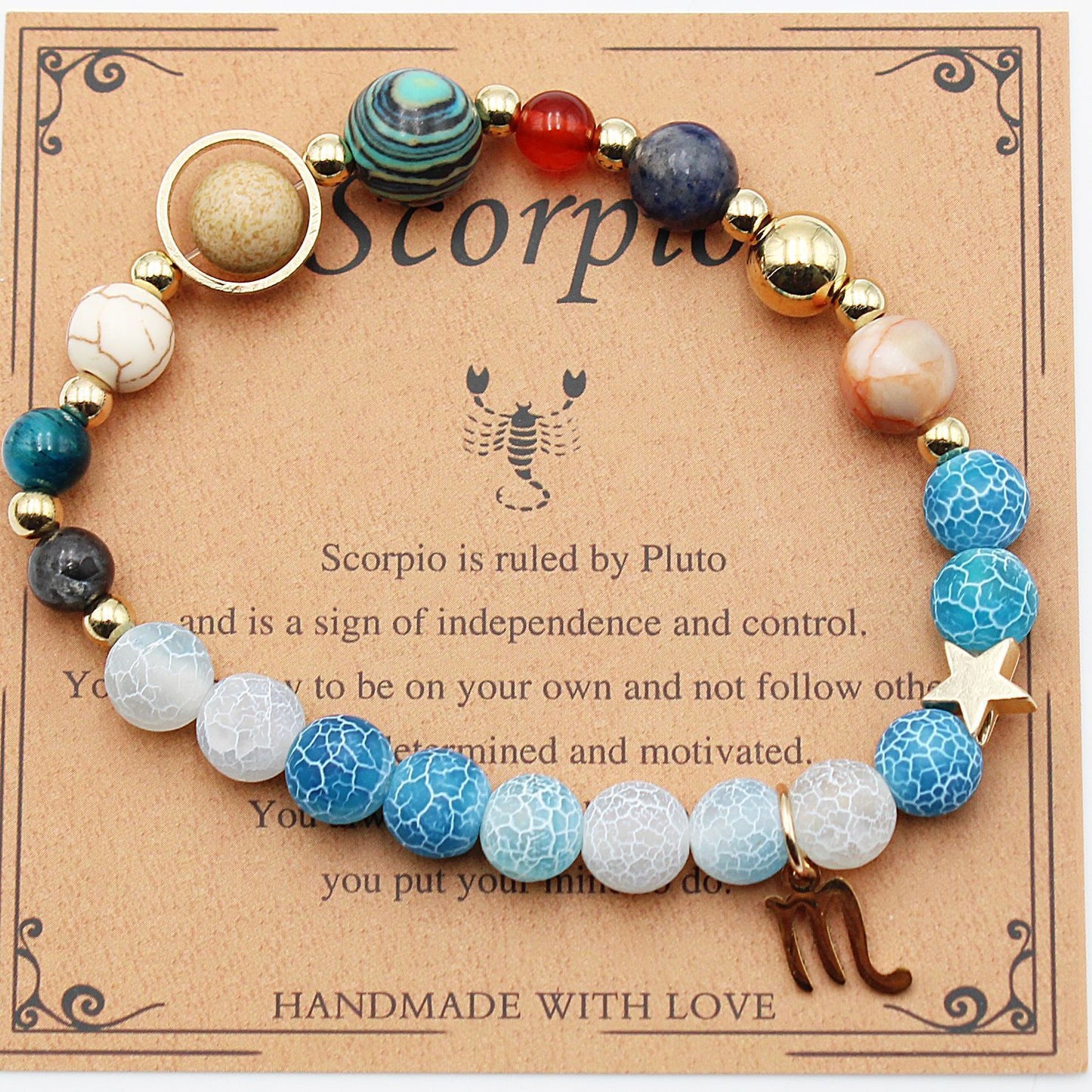 Twelve Constellations Bracelets Natural Stone Beaded Eight Planets