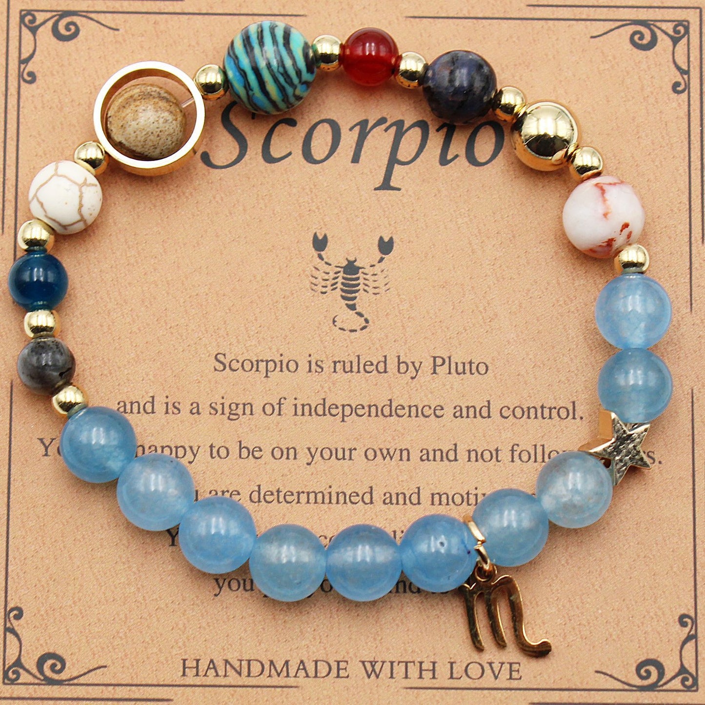 Twelve Constellations Bracelets Natural Stone Beaded Eight Planets