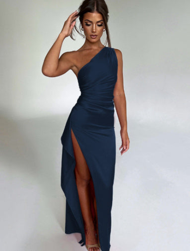 Sexy One-shoulder Backless Slit Dress Summer Elegant Slim - Elevarex