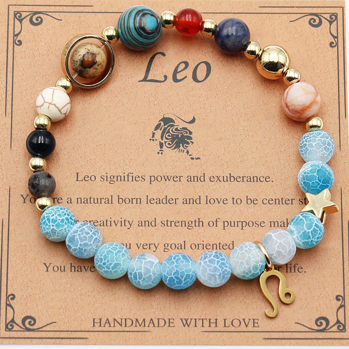 Twelve Constellations Bracelets Natural Stone Beaded Eight Planets