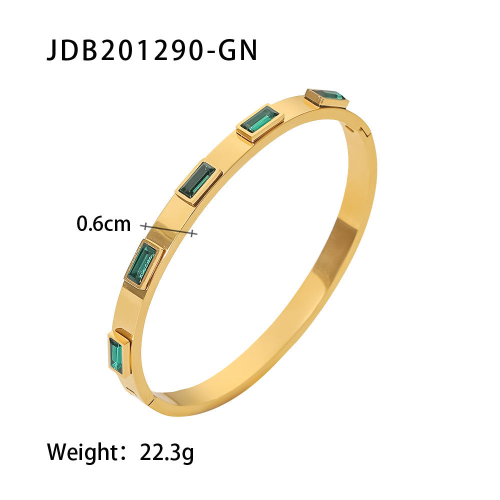 Fashionable And Versatile Gold-plated Stainless Steel Bracelets With Zirconia