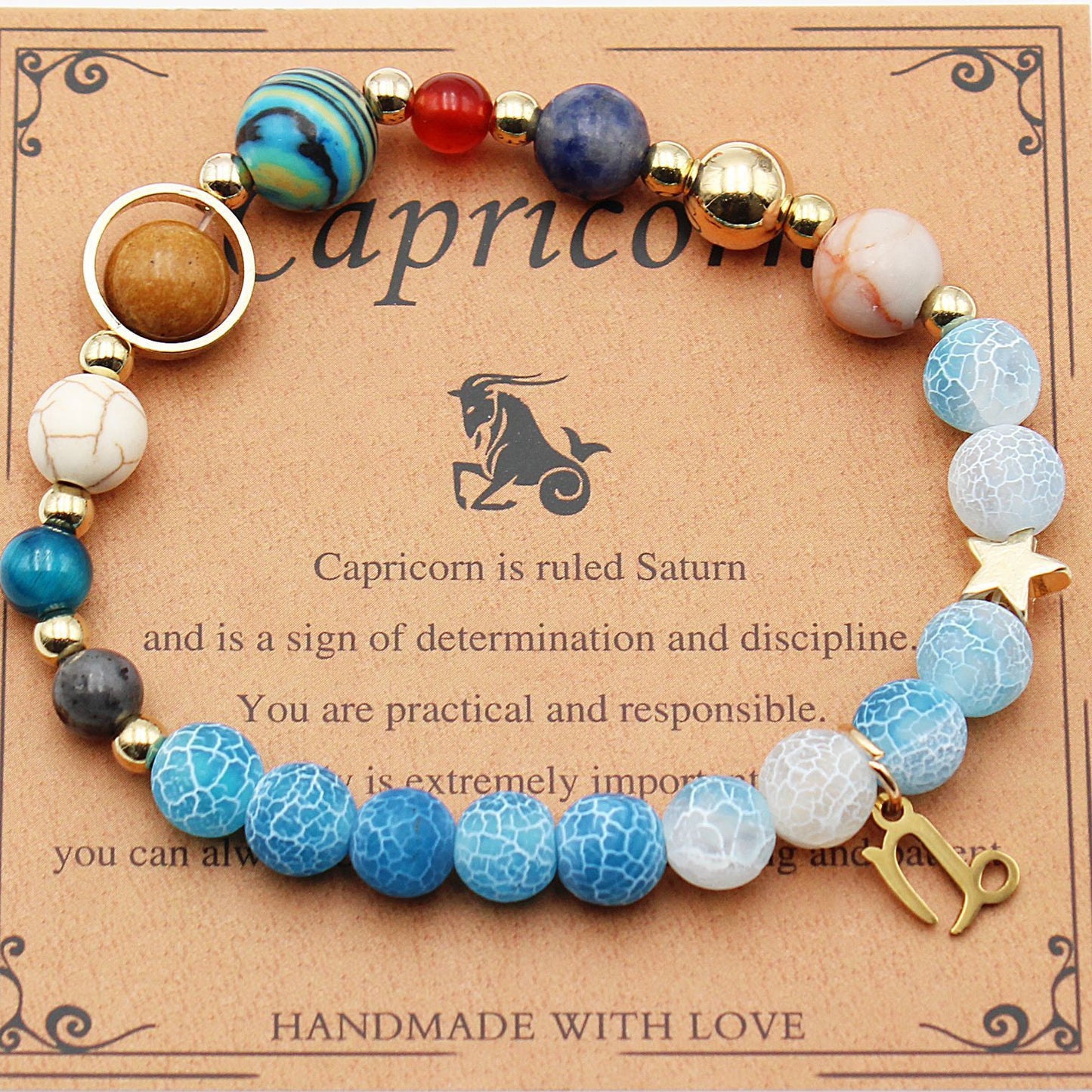 Twelve Constellations Bracelets Natural Stone Beaded Eight Planets