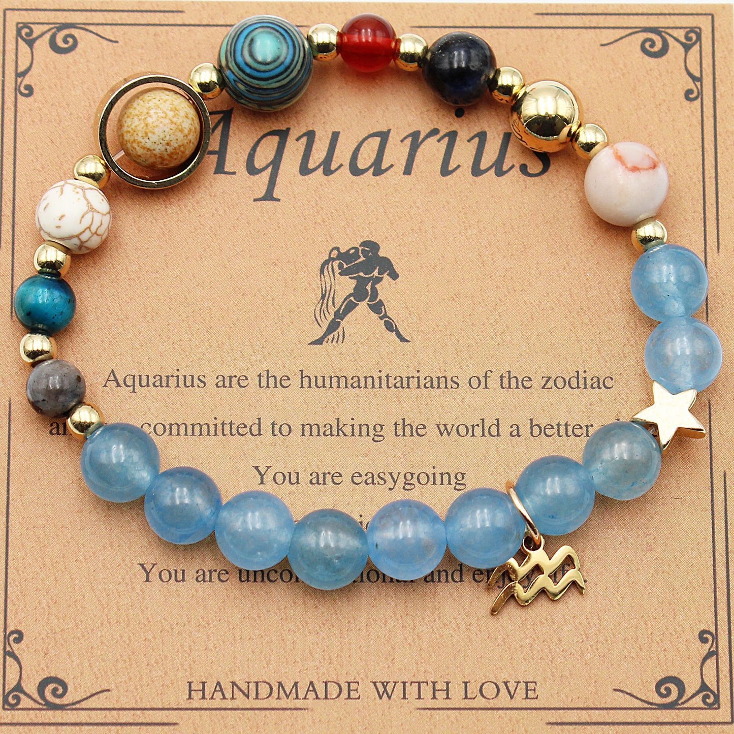 Twelve Constellations Bracelets Natural Stone Beaded Eight Planets